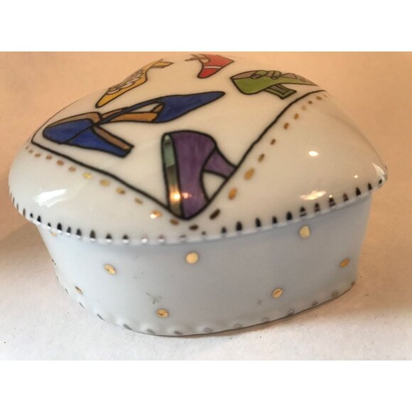Vintage Deux Amies 11 Friends Handpainted High Heal Shoes Ceramic Heart Shaped - Picture 4 of 9